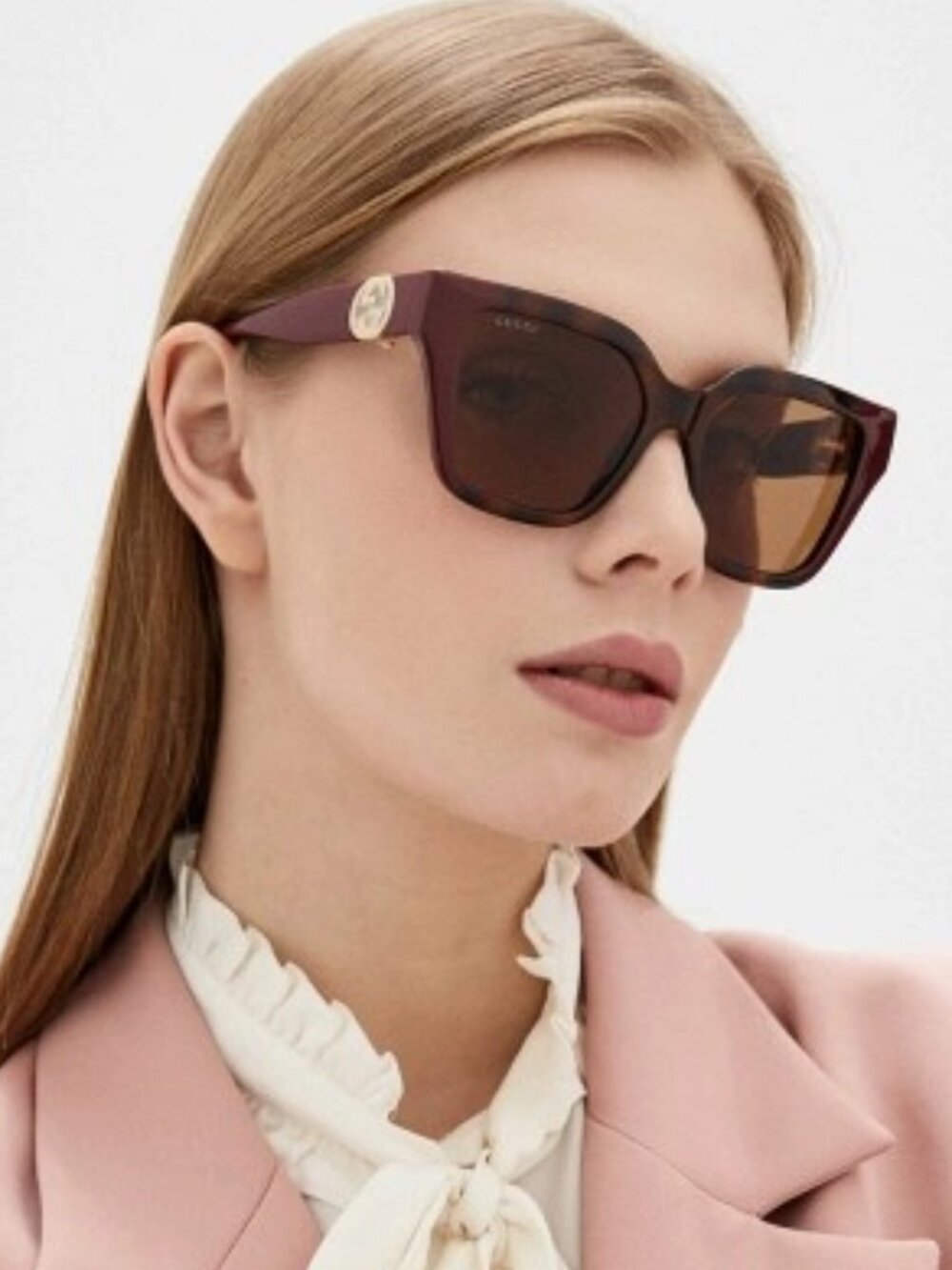 NEW GG1023S 003 GUCCI SUNGLASSES, HAVANA/BURGUNDY WOMEN EYEWEAR